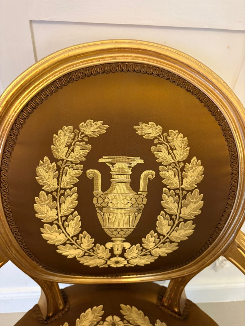 Large Rare Suite of 42 Matching Louis XVI Style Giltwood Dining Chairs with Silk Damask Upholstery - Image 27